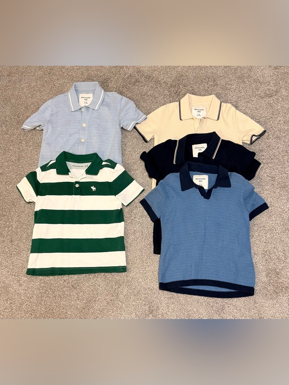 Bundle  Of 5 Abercrombie & Fitch Kids Polo Size 5/6 Cotton Graphic Logo